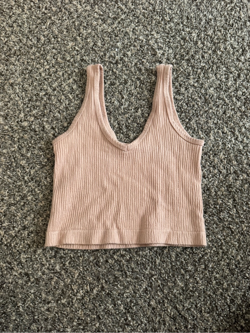 Women's Ribbed V-Neck Crop Tank Top - Blush